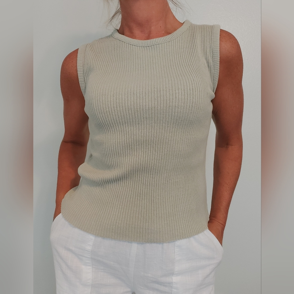 Vintage 100% Cotton Ribbed Sweater Top By Moda Int'L